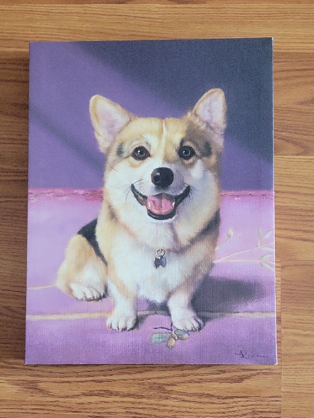 Purple Corgi Pet Canvas Wall Art